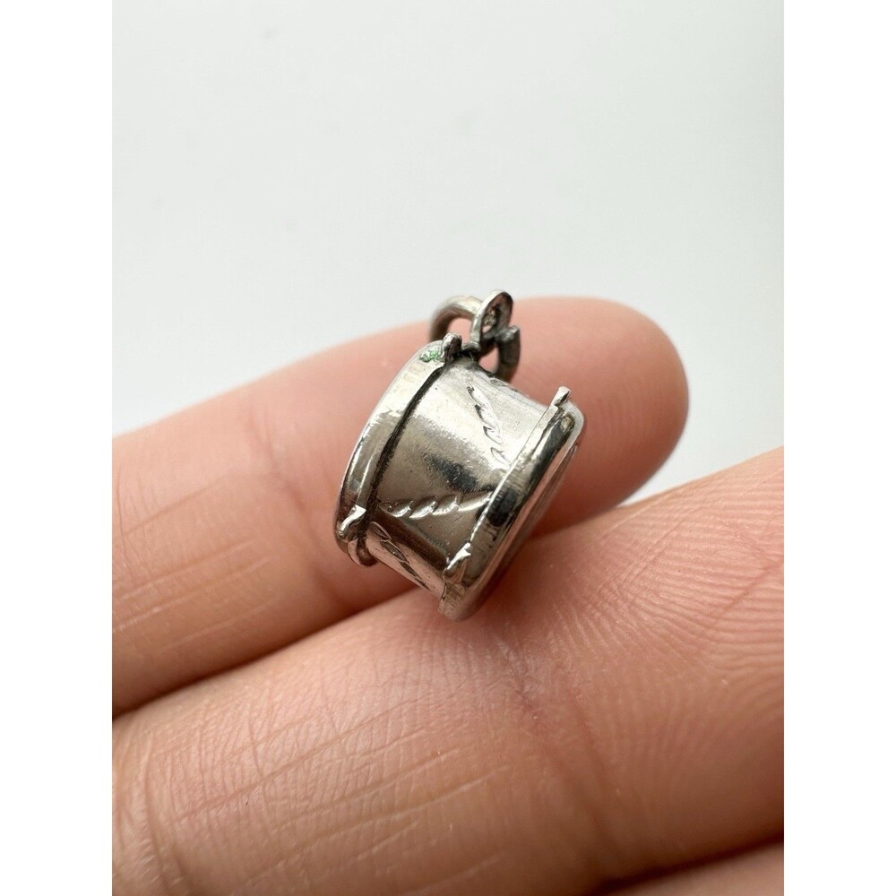 Vintage Sterling Silver 3D DRUM Charm for a Charm Bracelet